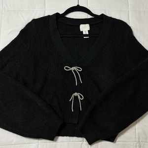 H&M rhinestone bow cardigan